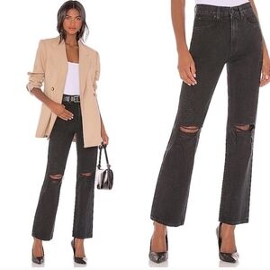 SLVRLAKE London High Waist Distressed Straight Leg Jeans 25